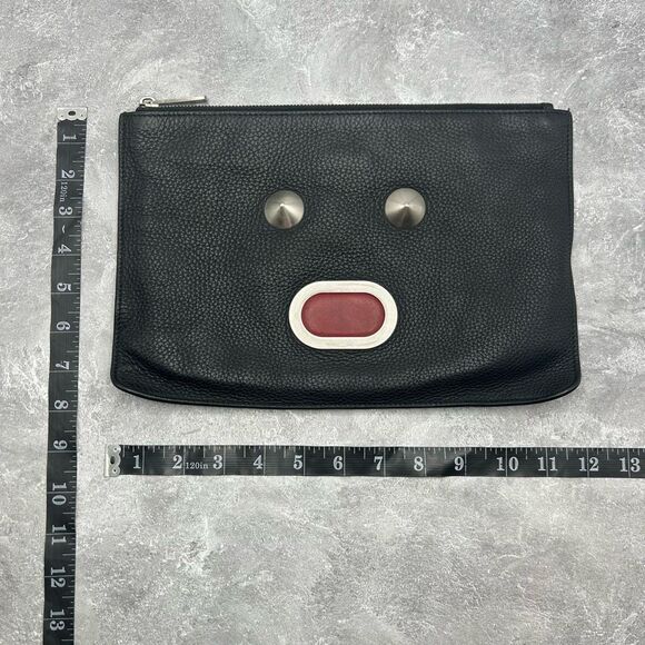 Fendi Faces Black Zip Leather Clutch Bag Mens Unisex 2016 Fall/Winter - Picture 16 of 16
